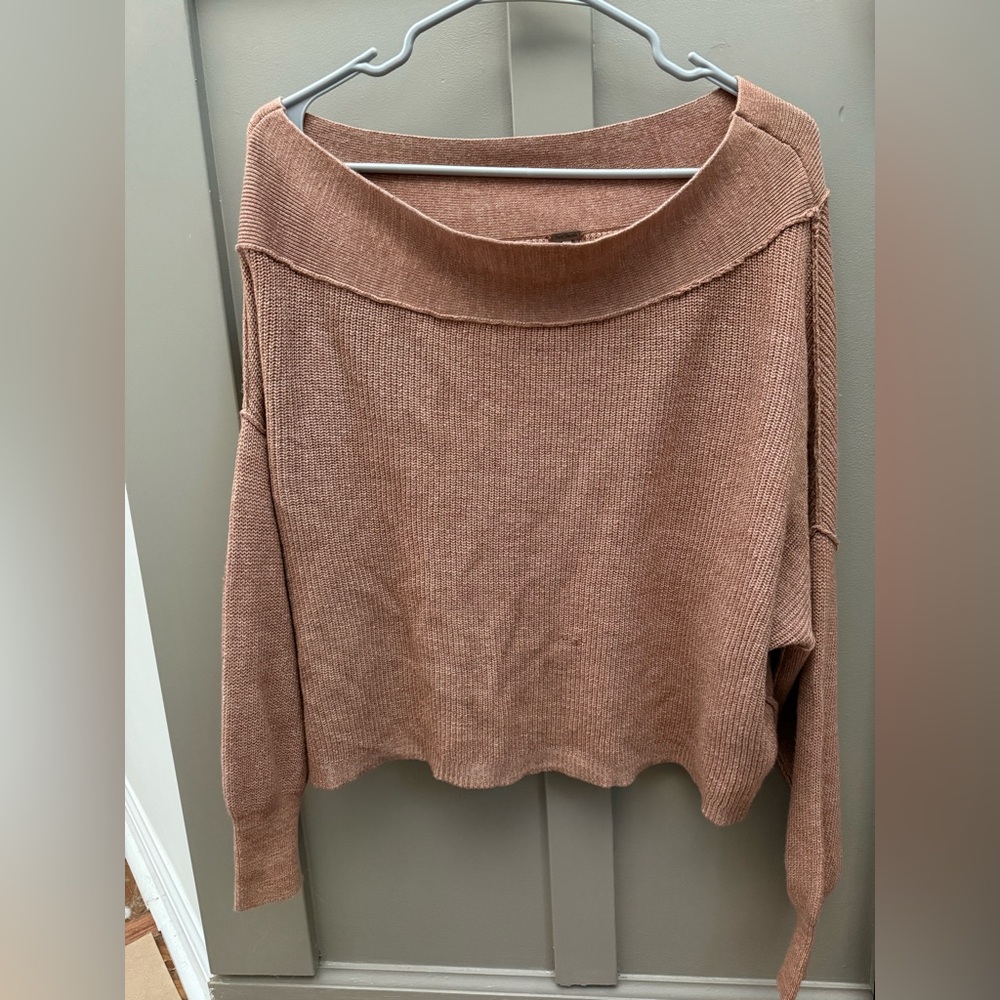Free People Off-Shoulder Beige Sweater - Picture 4 of 11